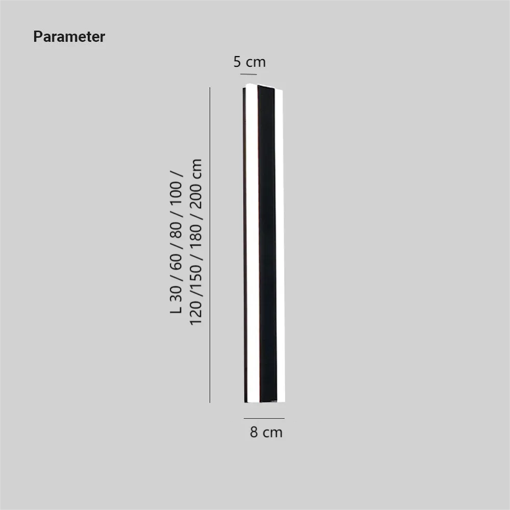 Applique da esterno moderno lineare LED in metallo nero