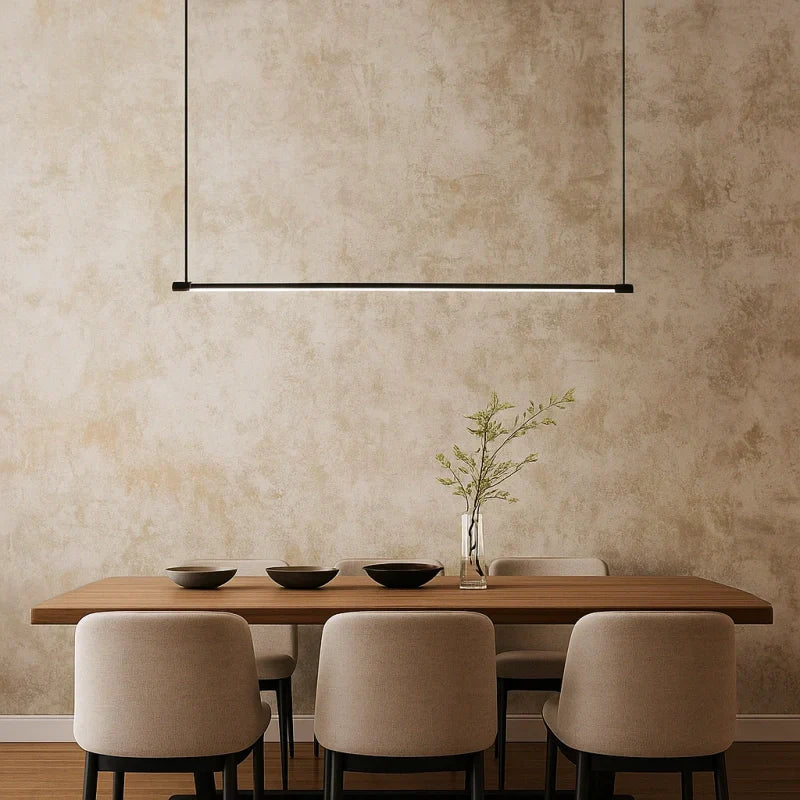 Lampadario moderno lineare a LED dimmerabile per sala da pranzo stile minimalista