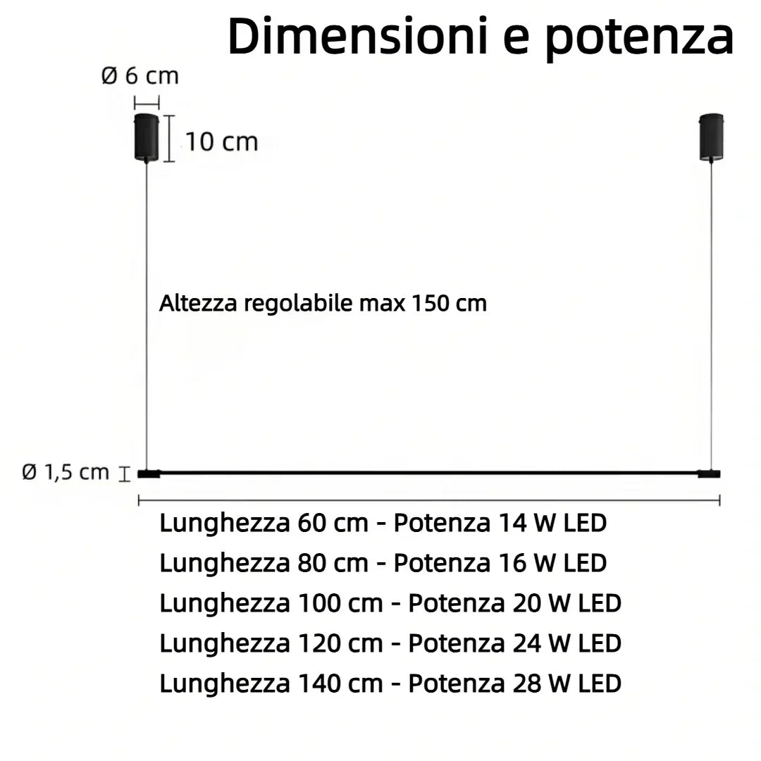 Lampadario moderno lineare a LED dimmerabile per sala da pranzo stile minimalista