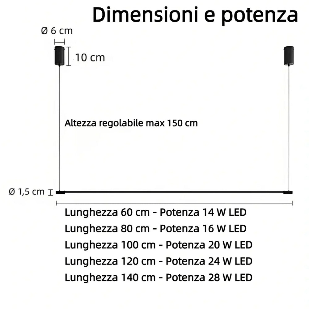 Lampadario moderno lineare a LED dimmerabile per sala da pranzo stile minimalista