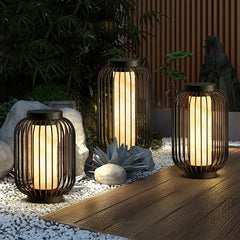 Lanterna esterna da giardino solare a LED nera in stile contemporaneo