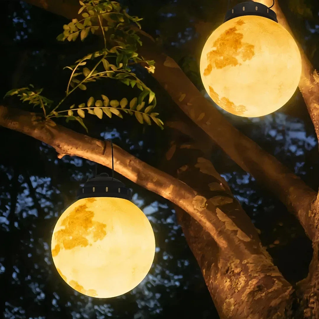 Lampada da giardino da appendere LED a forma di luna ricaricabile