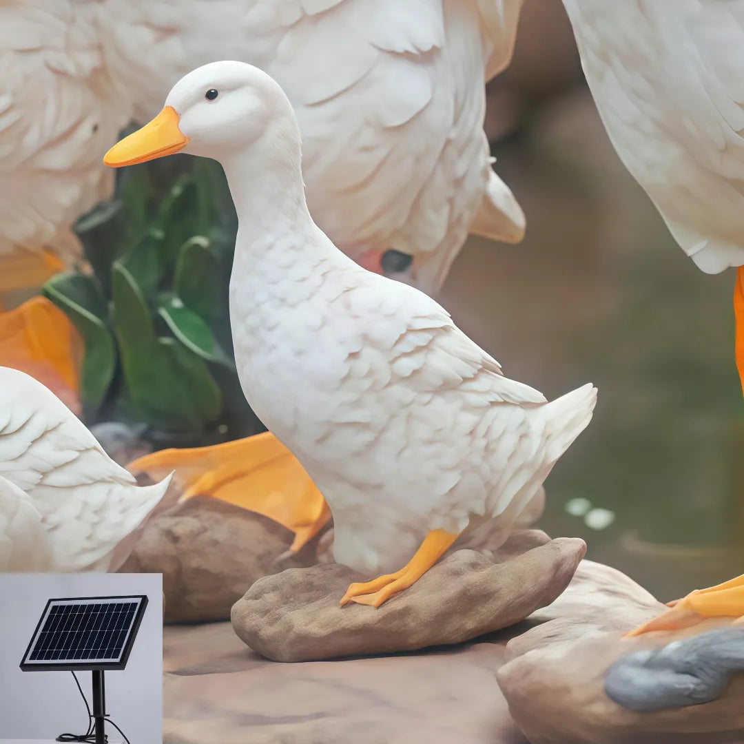 Lampada decorativa da giardino a forma di oca con pannello solare esterno e LED