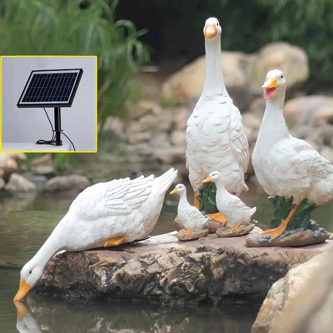 Lampada decorativa da giardino a forma di oca con pannello solare esterno e LED