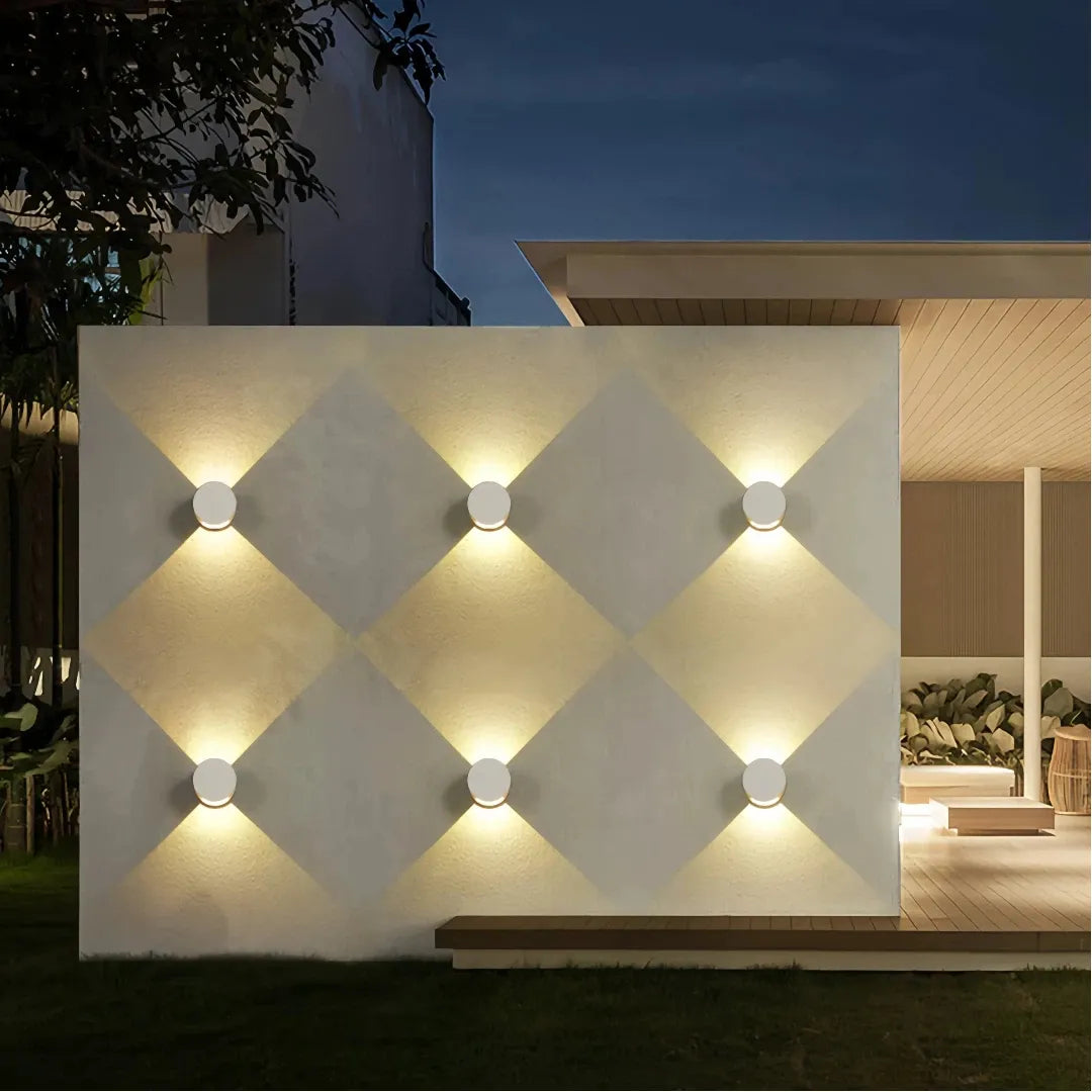 Applique a doppio fascio da esterno LED rotonda stile minimal per balcone