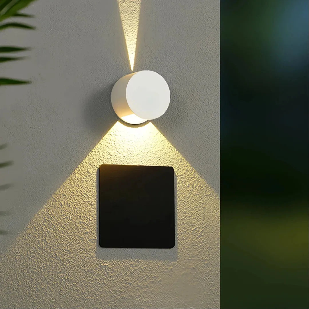 Applique a doppio fascio da esterno LED rotonda stile minimal per balcone