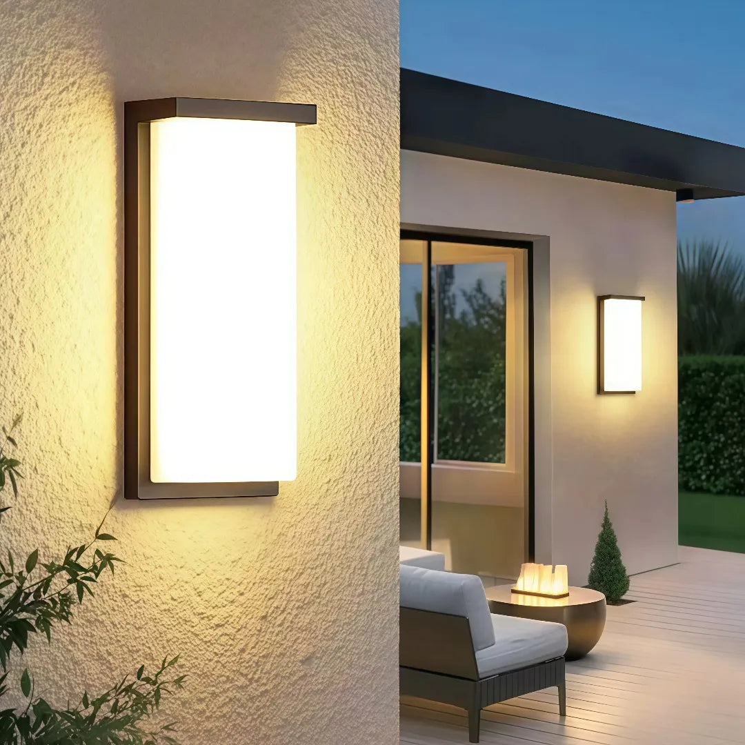 Applique da esterno a luce diffusa LED dal design minimalista rettangolare per ingresso