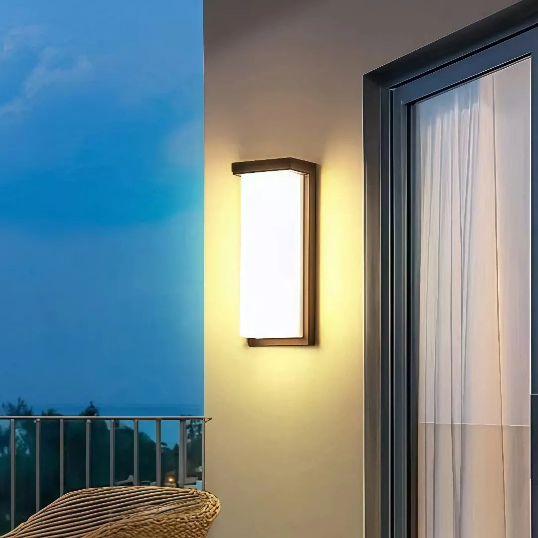 Applique da esterno a luce diffusa LED dal design minimalista rettangolare per ingresso
