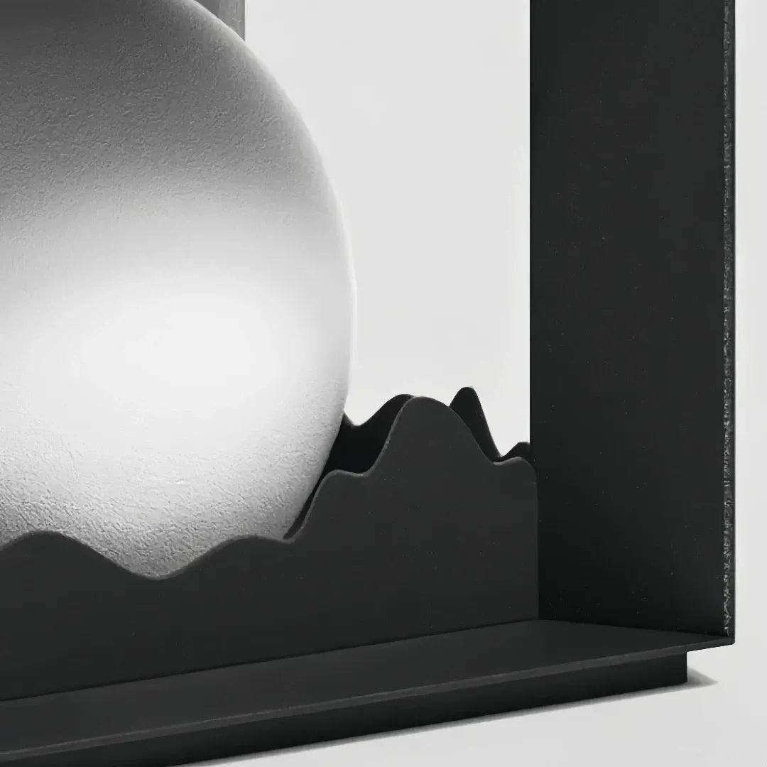 Lampada da pilastro solare a LED nera con motivo montano per giardino dal design moderno