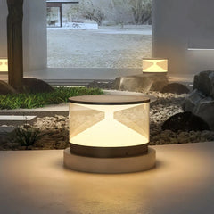 Lampada da pilastro da esterno a LED solare cilindrica con effetto luminoso stratificato per giardino