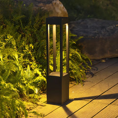 Paletto solare LED da giardino nero rettangolare con luce diffusa