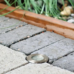 Segnapasso calpestabile esterno LED 12V da incasso rotondo in acciaio inox per giardino