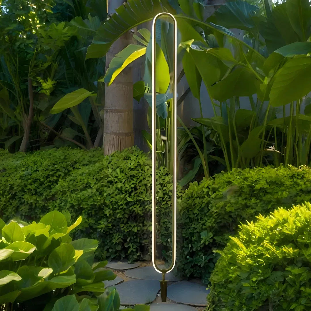 Paletto LED da giardino moderno nero con struttura ovale verticale