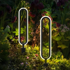 Paletto LED da giardino moderno nero con struttura ovale verticale