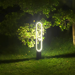 Paletto LED da giardino moderno nero con struttura ovale verticale