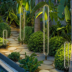 Paletto LED da giardino moderno nero con struttura ovale verticale