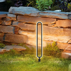 Paletto LED da giardino moderno nero con struttura ovale verticale