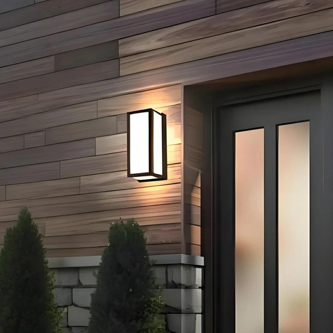 Applique LED da esterno rettangolare con sensore radar di movimento IP65 in metallo nero