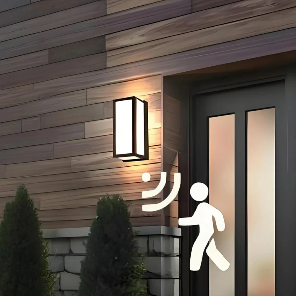 Applique LED da esterno rettangolare con sensore radar di movimento IP65 in metallo nero