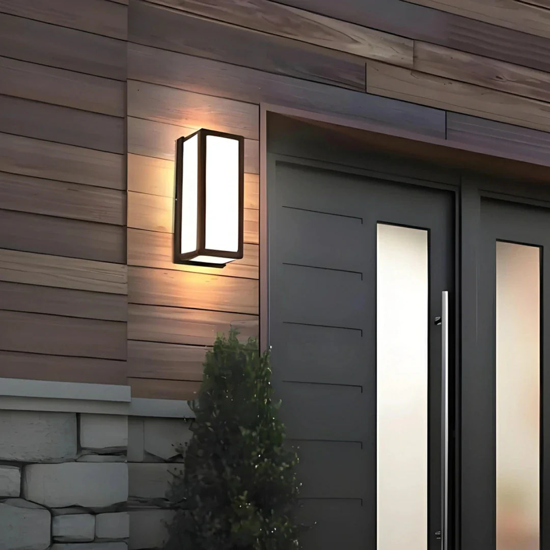 Applique LED da esterno rettangolare con sensore radar di movimento IP65 in metallo nero