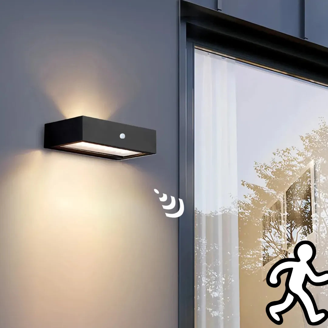 Applique LED solare da parete per esterno ad alta luminosità dal design minimalista rettangolare