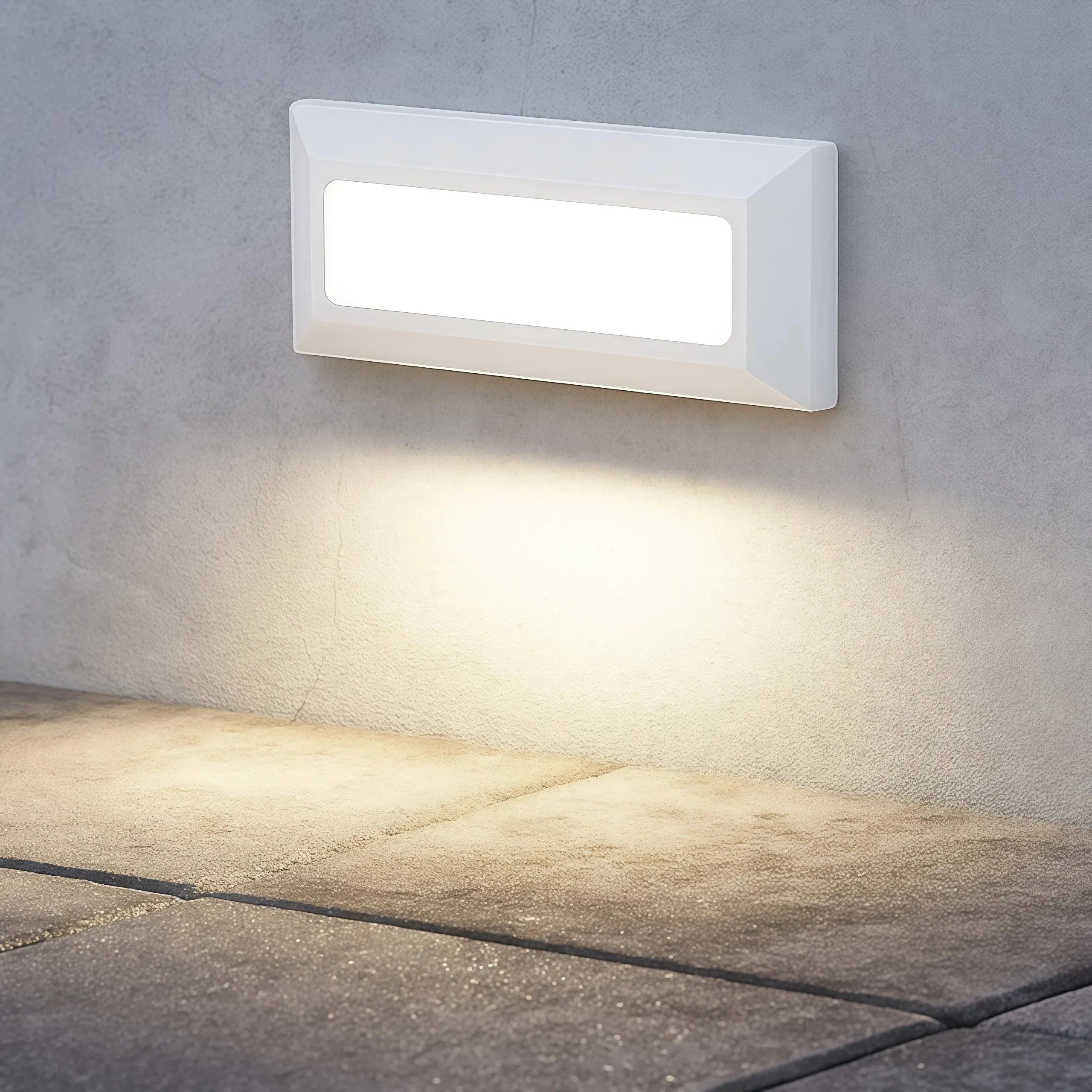 Segnapasso LED da esterno a parete rettangolare con luce diffusa design minimal