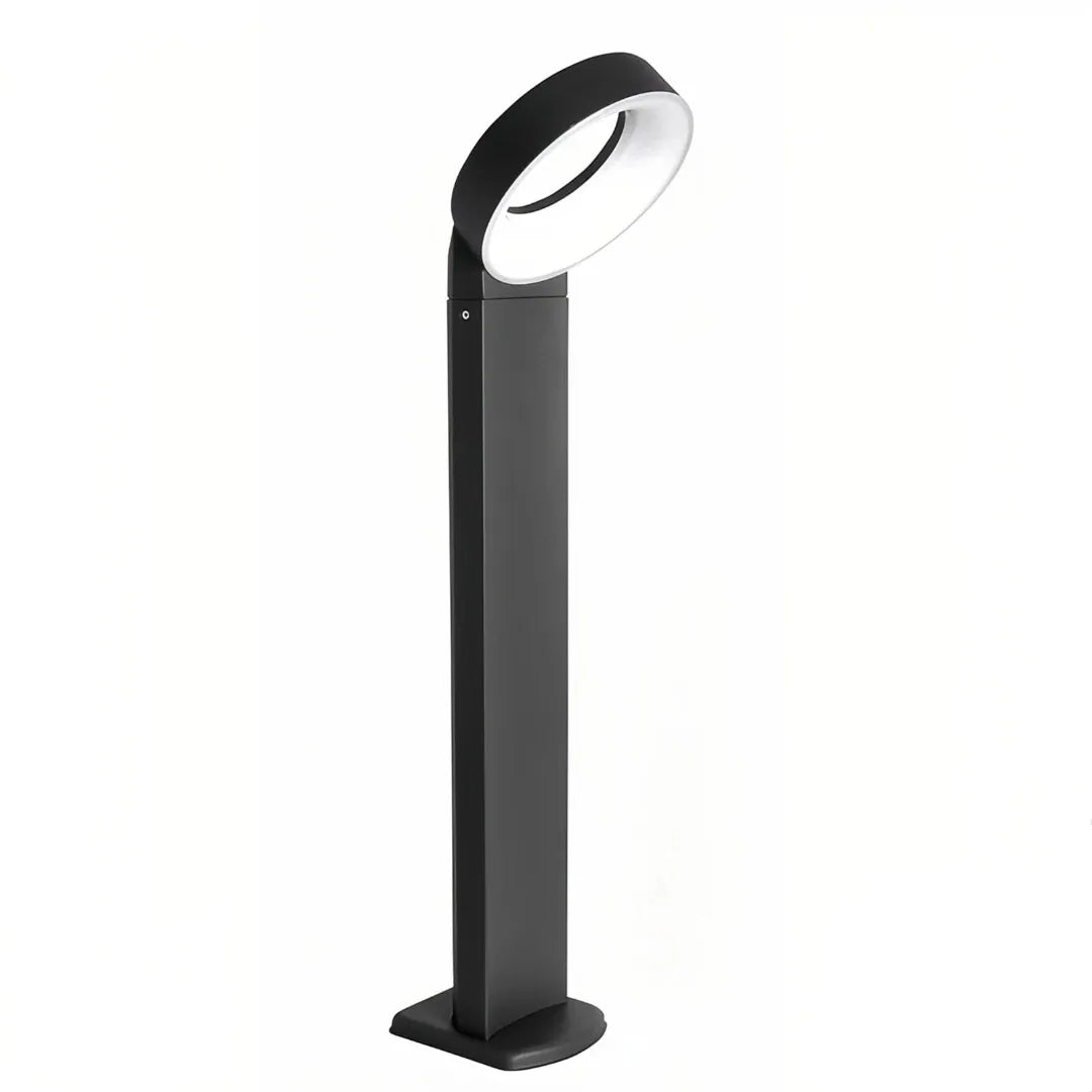 Paletto LED da giardino minimal con testa ad anello inclinata