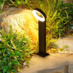 Paletto LED da giardino minimal con testa ad anello inclinata