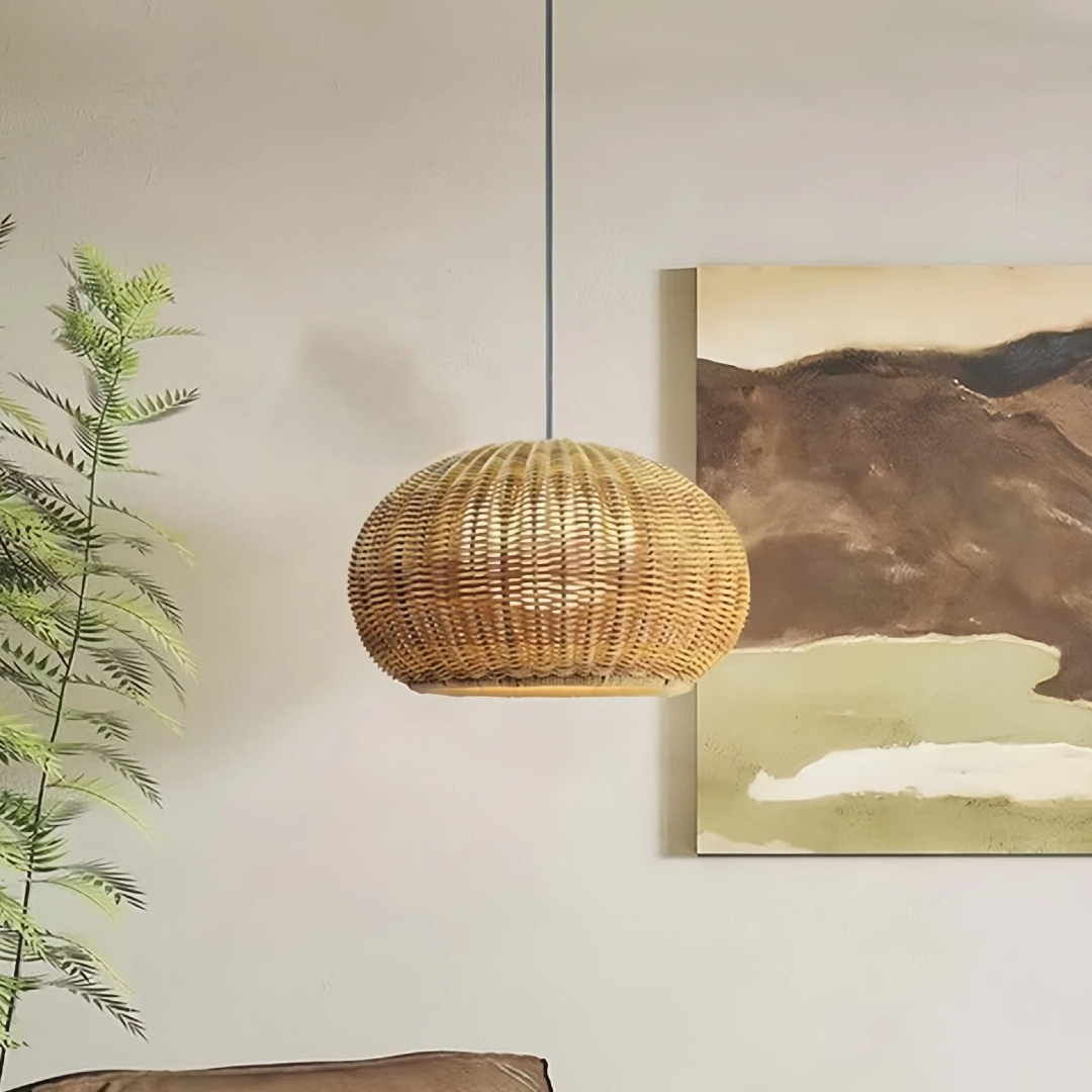 Lampada a sospensione da esterno a LED boho effetto rattan a lanterna per terrazza