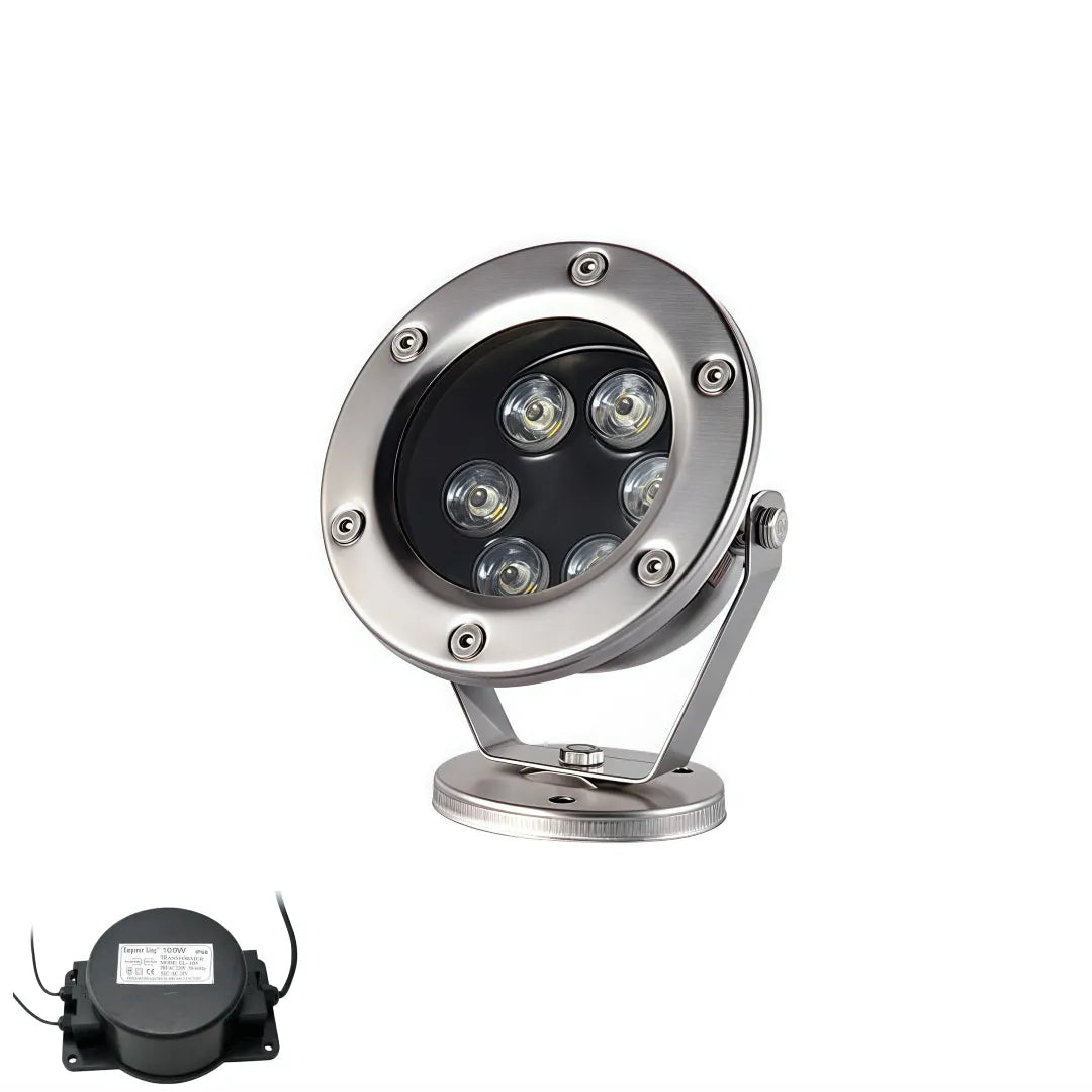 Faretto LED subacqueo regolabile RGB IP68 in acciaio inox da esterno