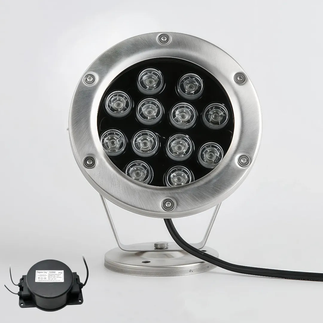 Faretto LED subacqueo regolabile RGB IP68 in acciaio inox da esterno