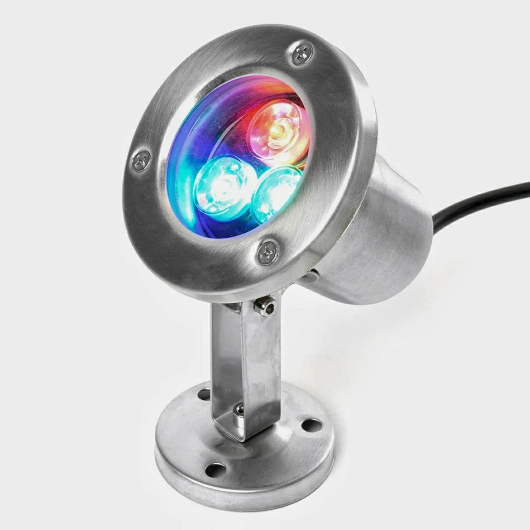 Faretto LED subacqueo regolabile RGB IP68 in acciaio inox da esterno