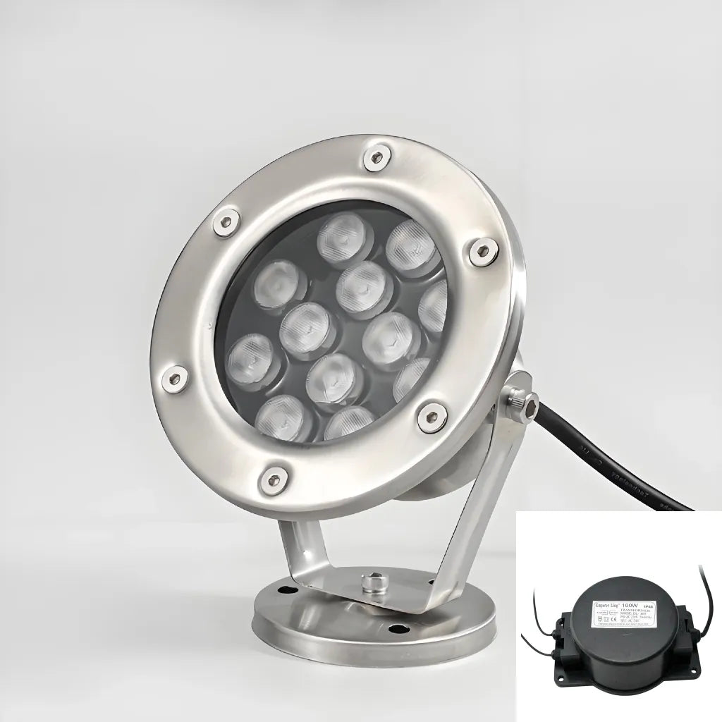 Faretto LED subacqueo regolabile RGB IP68 in acciaio inox da esterno