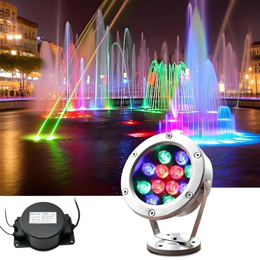 Faretto LED subacqueo regolabile RGB IP68 in acciaio inox da esterno