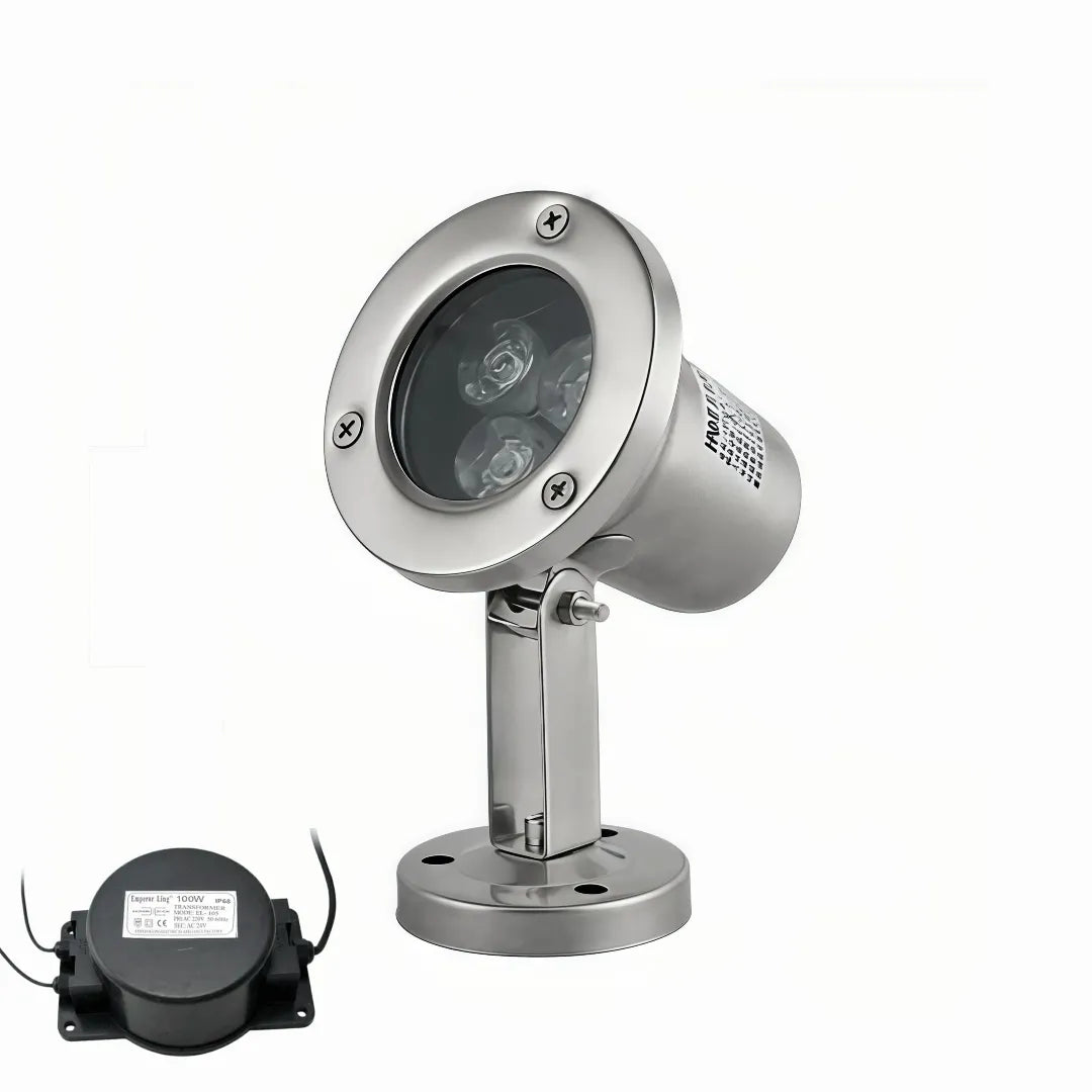 Faretto LED subacqueo regolabile RGB IP68 in acciaio inox da esterno