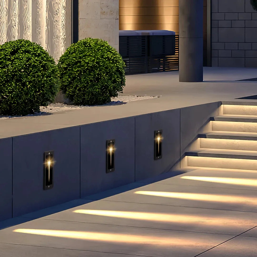 Segnapasso con sensore di movimento da incasso LED rettangolare per esterno con taglio di luce
