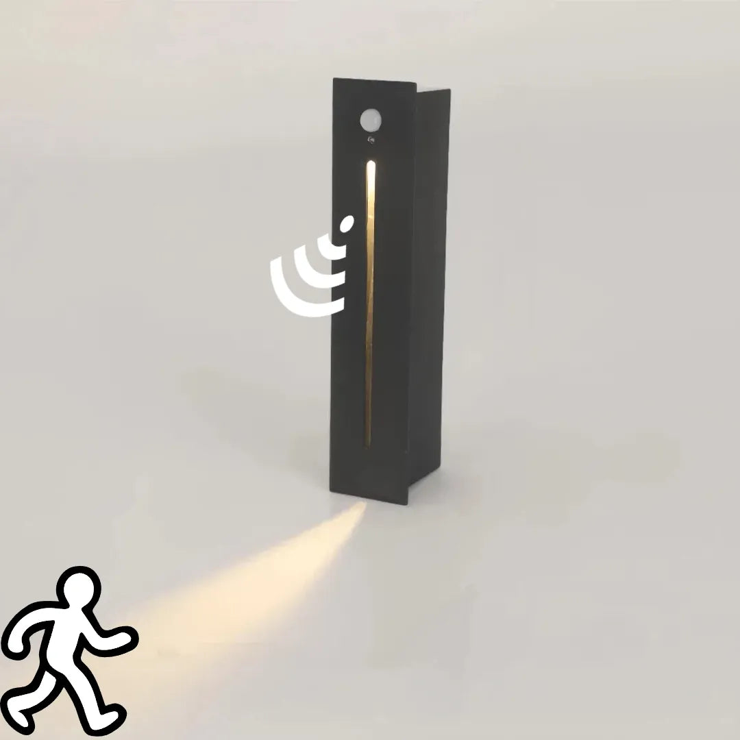 Segnapasso con sensore di movimento da incasso LED rettangolare per esterno con taglio di luce