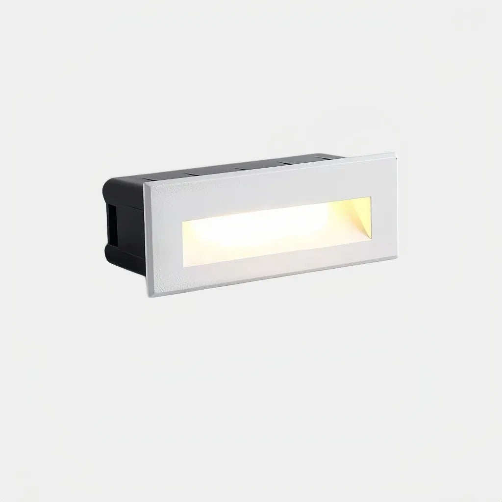 Segnapasso LED rettangolare da incasso per scale esterne in metallo minimalista