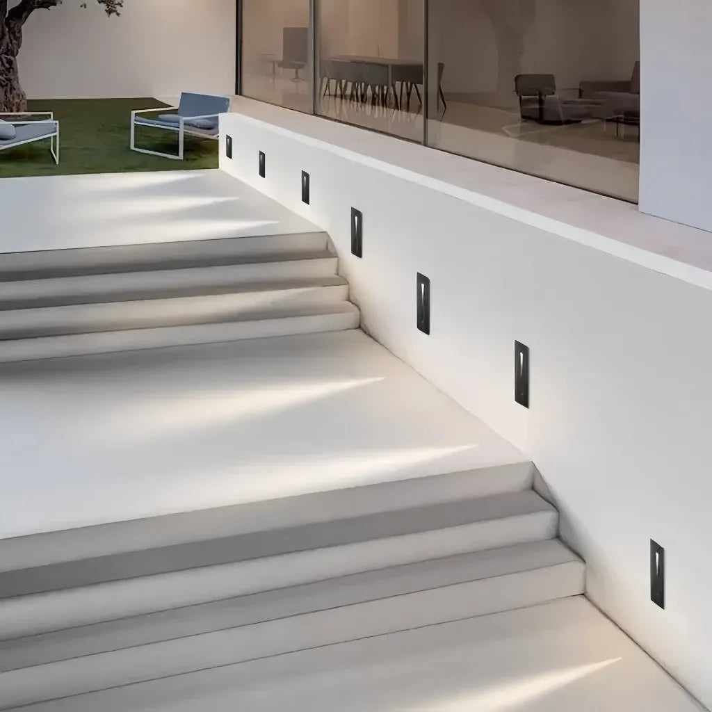 Applique da esterno a incasso LED rettangolare in metallo minimalista