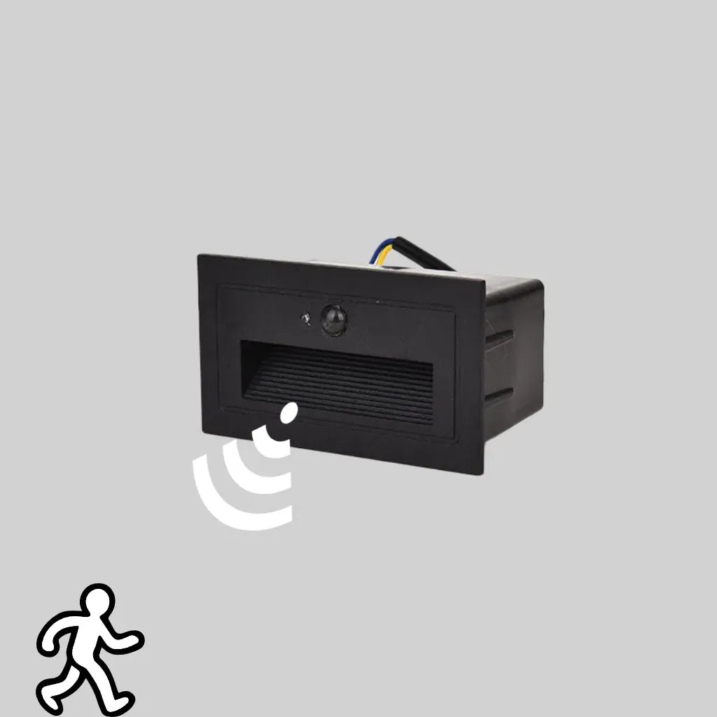Applique da esterno a incasso con sensore di movimento LED in metallo rettangolare minimalista
