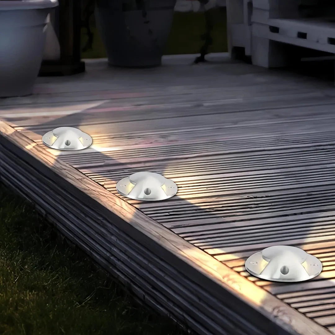 Segnapasso LED calpestabile in acciaio inox moderno a effetto luminoso per terrazzo