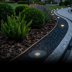 Segnapasso solare calpestabile a LED a disco da incasso nero da giardino