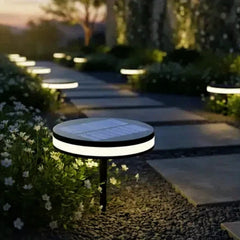 Lampada per esterni da giardino solare a LED nera rotonda minimal
