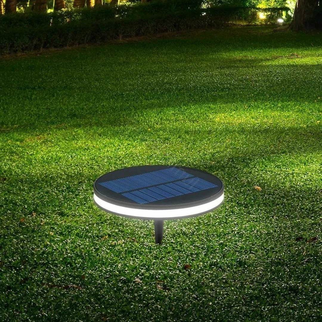 Lampada per esterni da giardino solare a LED nera rotonda minimal