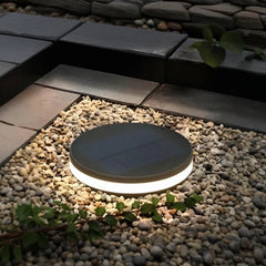Lampada per esterni da giardino solare a LED nera rotonda minimal