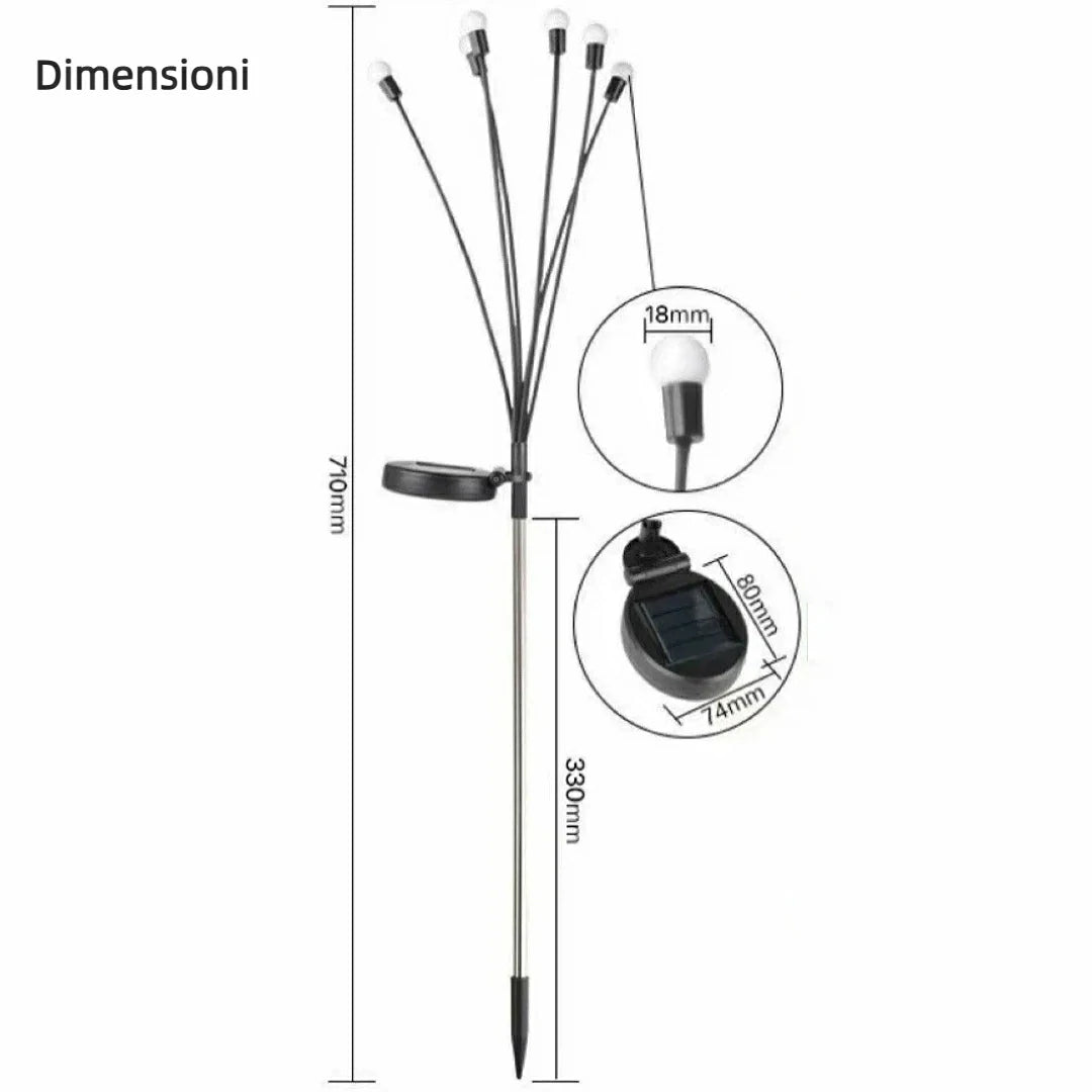 Luci solari decorative da giardino effetto lucciola con 8 LED moderne