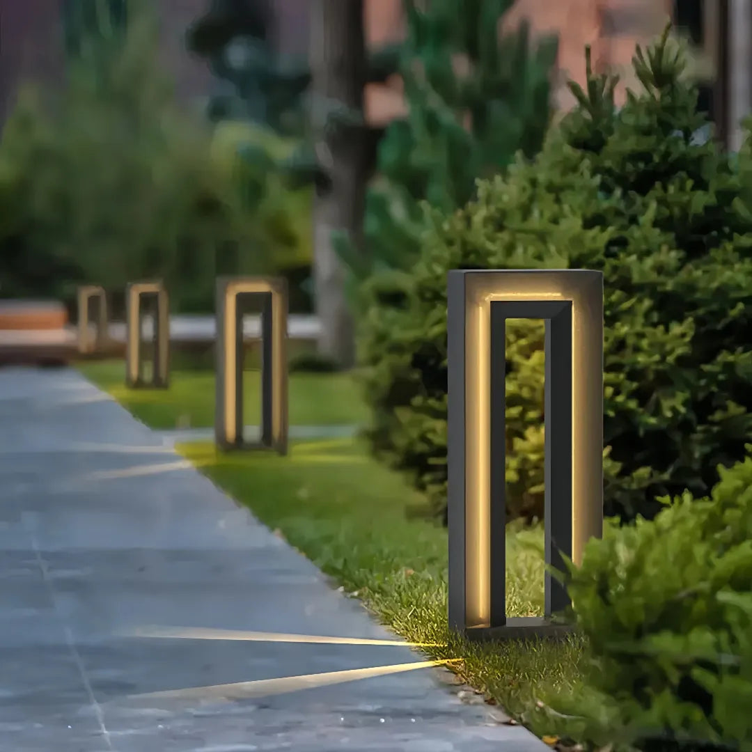 Paletto da giardino solare LED rettangolare con effetto luminoso decorativo