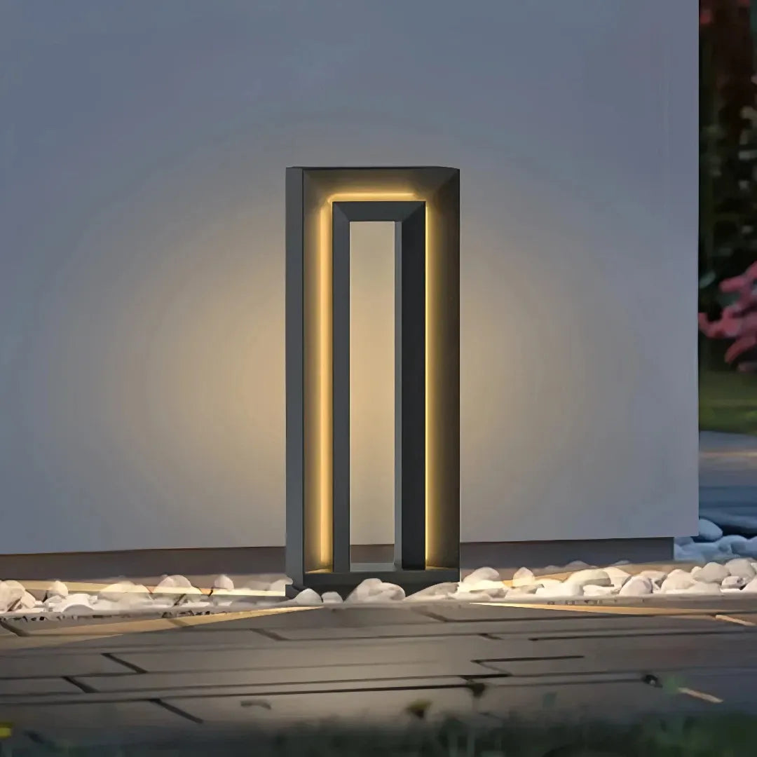Paletto da giardino solare LED rettangolare con effetto luminoso decorativo