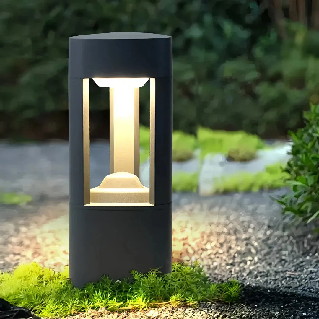 Paletto LED da giardino moderno nero a 3 montanti con struttura aperta