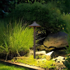 Lampione moderno da esterno LED solare in metallo con picchetto dal design a fungo